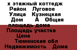 2-х этажный коттедж › Район ­ Луговое 72 › Улица ­ Кузнецкая › Дом ­ 61 А › Общая площадь дома ­ 190 › Площадь участка ­ 7 › Цена ­ 5 700 000 - Тюменская обл. Недвижимость » Дома, коттеджи, дачи продажа   